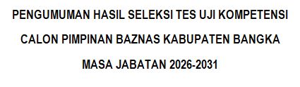 Hasil Seleksi Uji Kompetensi basna